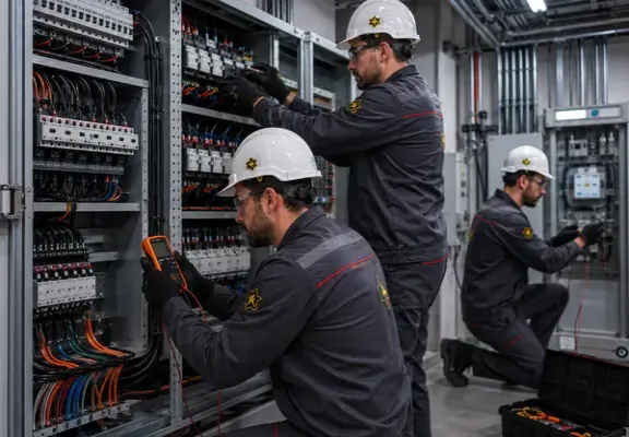 Técnico da L2M Industrial Solutions realizando manutenção elétrica preventiva NR-10