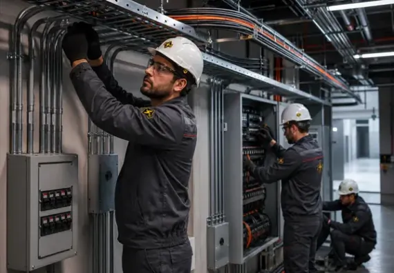 Instalações elétricas industriais com eletrocalhas e cabeamento executadas pela L2M Industrial Solutions